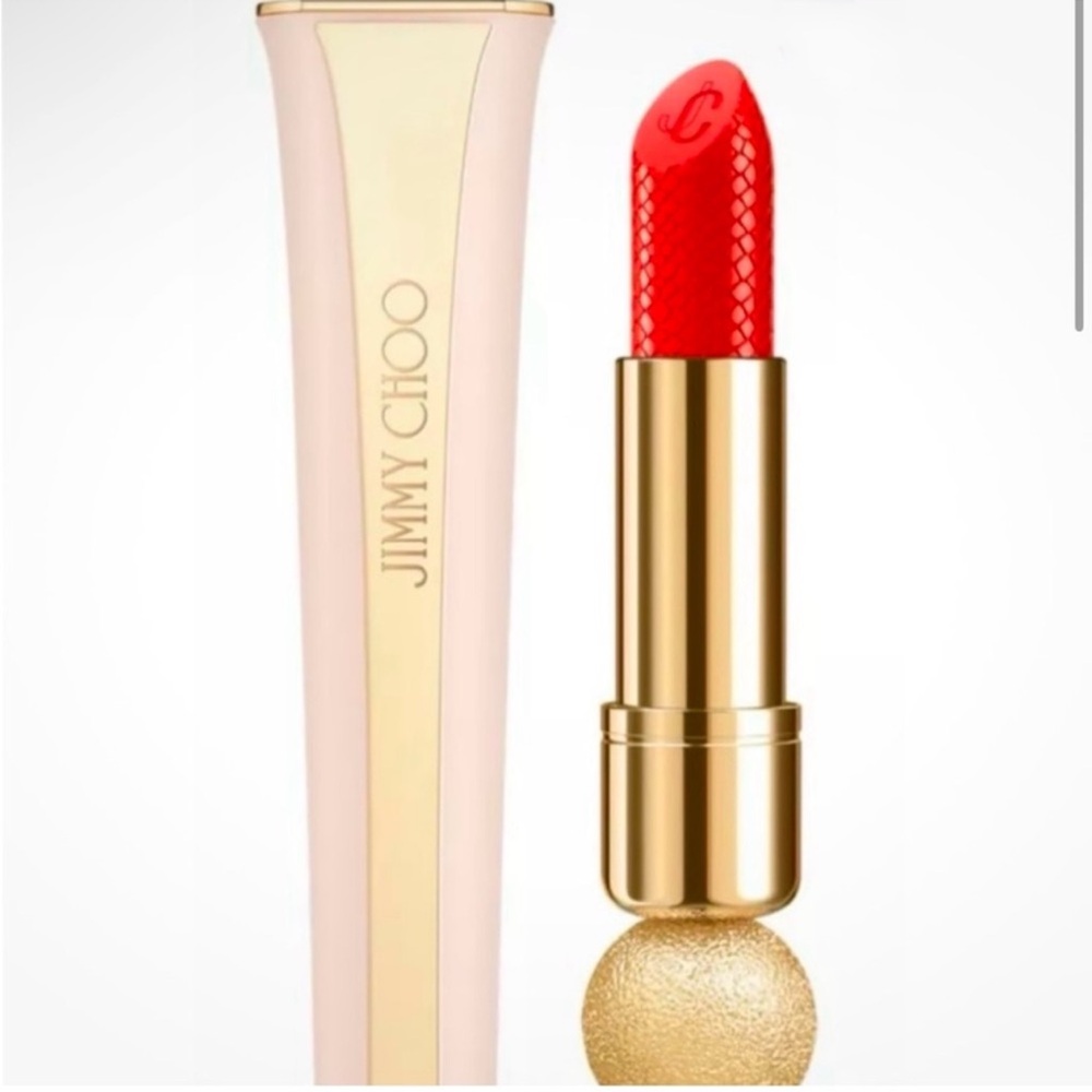 Jimmy Choo Satin Lip Color Lipstick Coral Kiss #004 Coral Kiss NIB